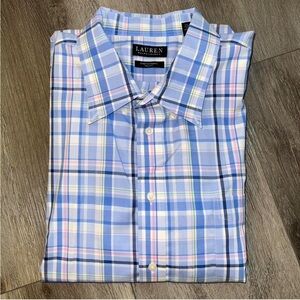 Lauren Ralph Lauren Blue Pink Green Plaid Button Up Shirt